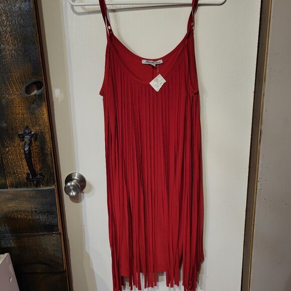 NWT WOMANS RED FRINGE MINI DRESS SZ XL - Picture 2 of 6